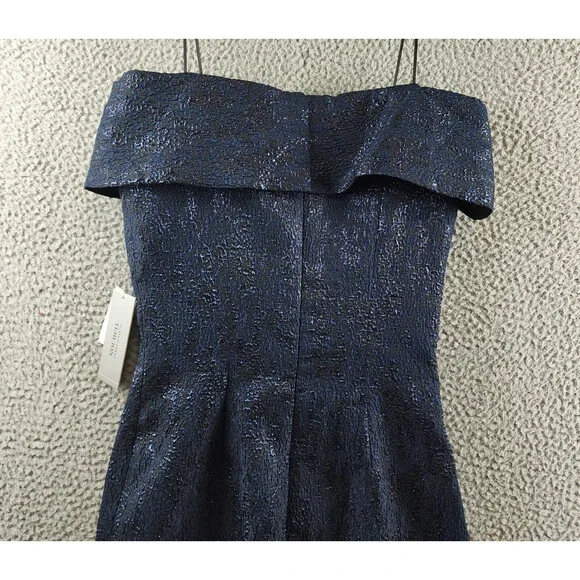 Teri Jon by Rickie Freeman Off-the-Shoulder Metallic Jacquard Dress Women's 2 - Picture 13 of 14